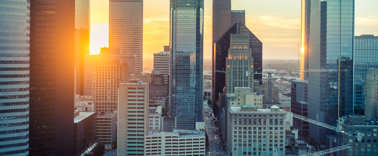 Houston's Skyline during sunset. 