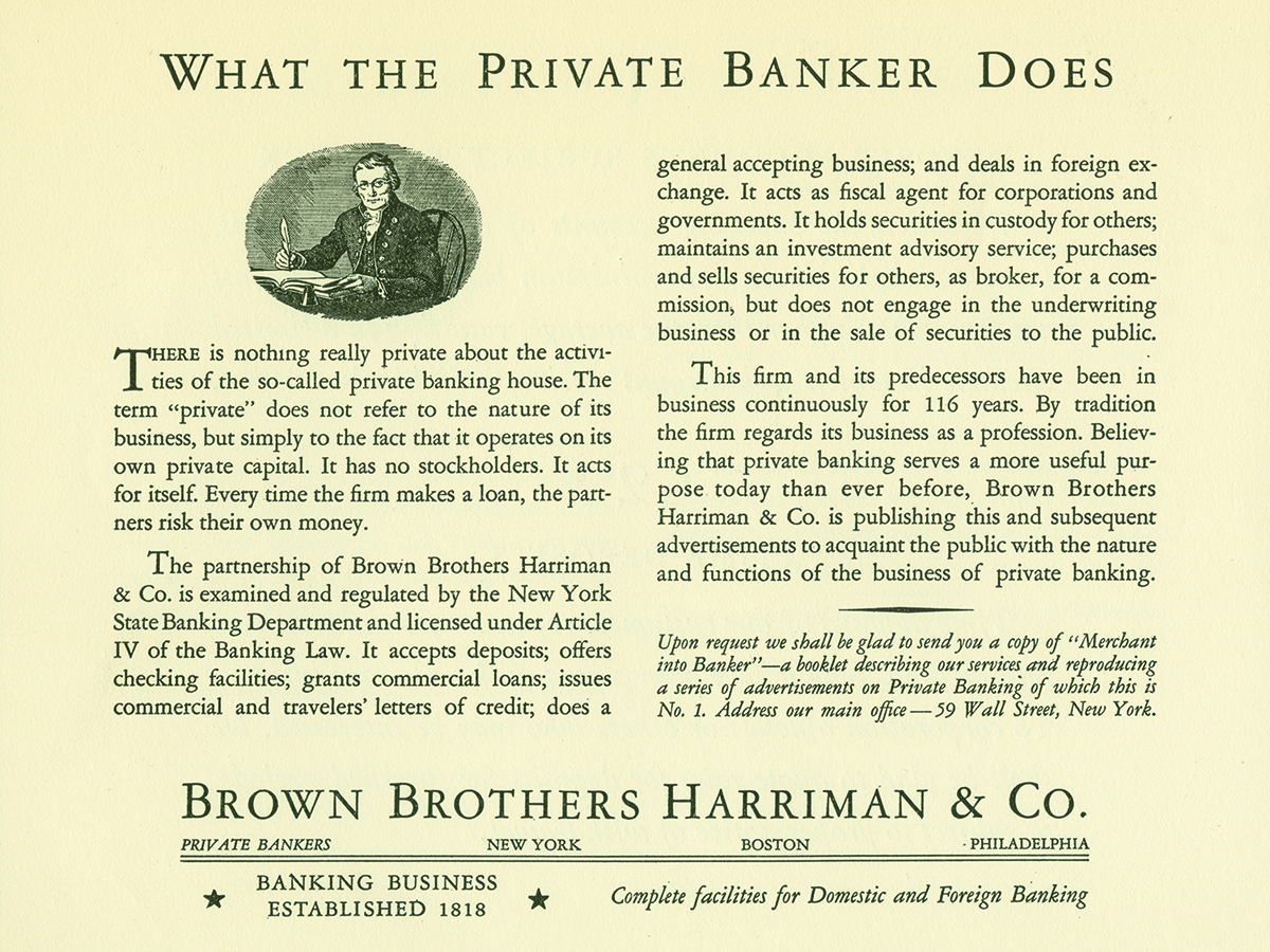 BBH & Co newspaper ad for Private Banking