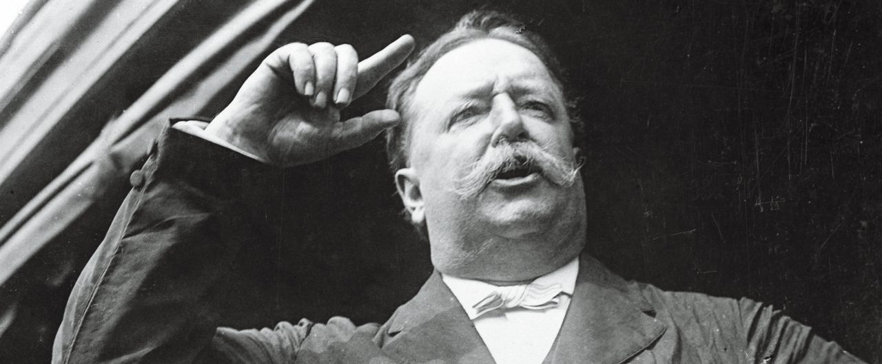 President William Taft giving speech in 1908