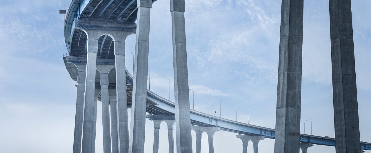 The curved Coronado bridge in San Diego, California