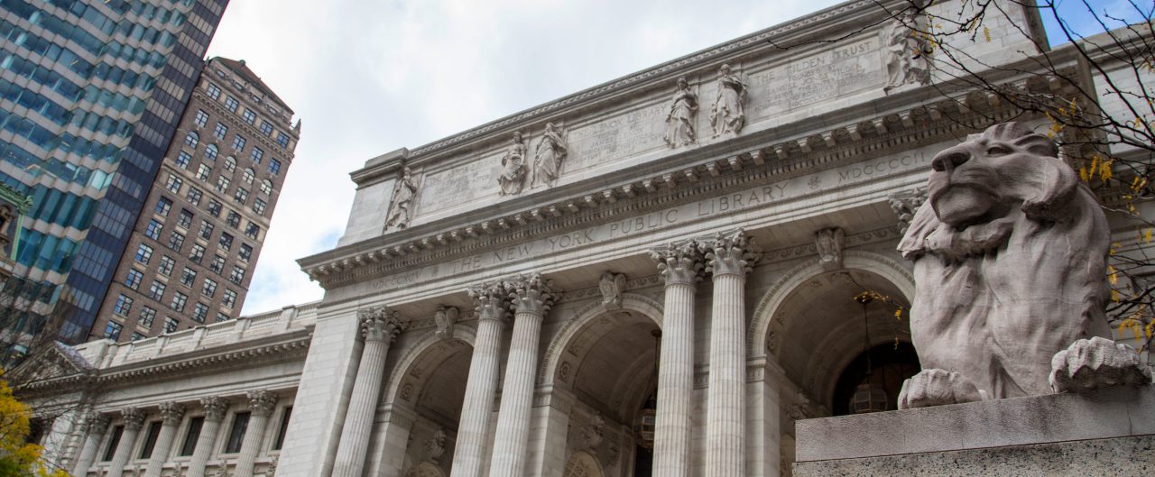 NY Public Library with a Stone Lion 