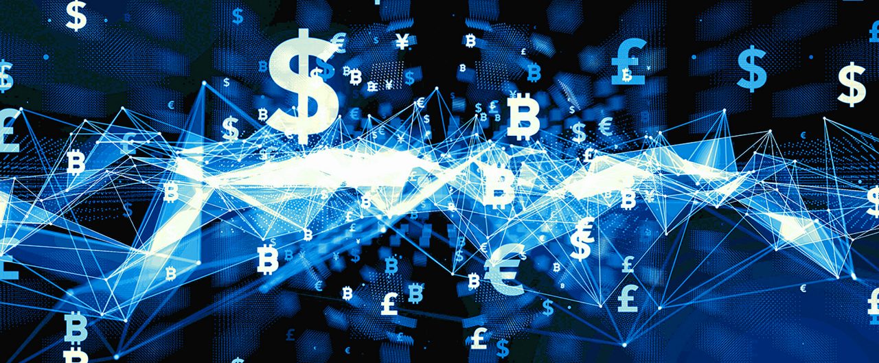 Financial technology concept. Block chain.