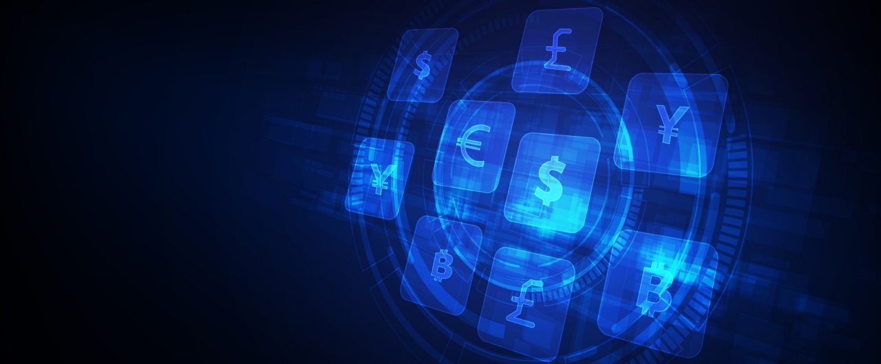 Symbols for international currency.