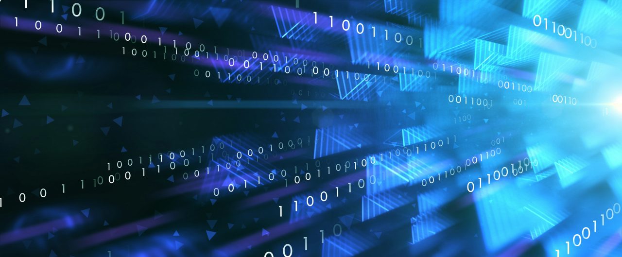 Beautifully rendered depiction of a binary data stream, perfectly usable for a wide range of topics related to the internet, computer networks or artificial intelligence.