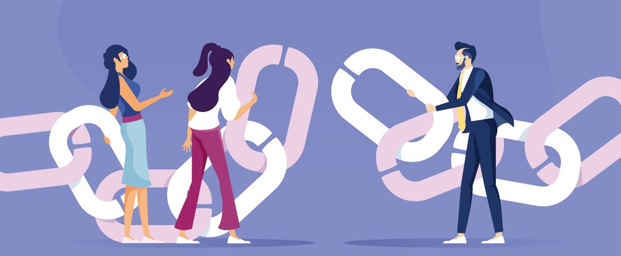 Business people merge the chain-Link concept 