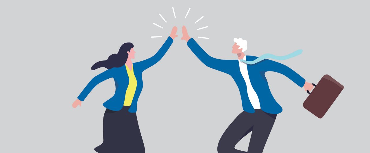Illusration of two people high-fiving