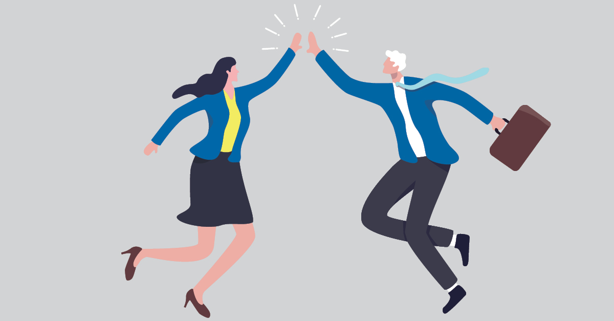 Illusration of two people high-fiving