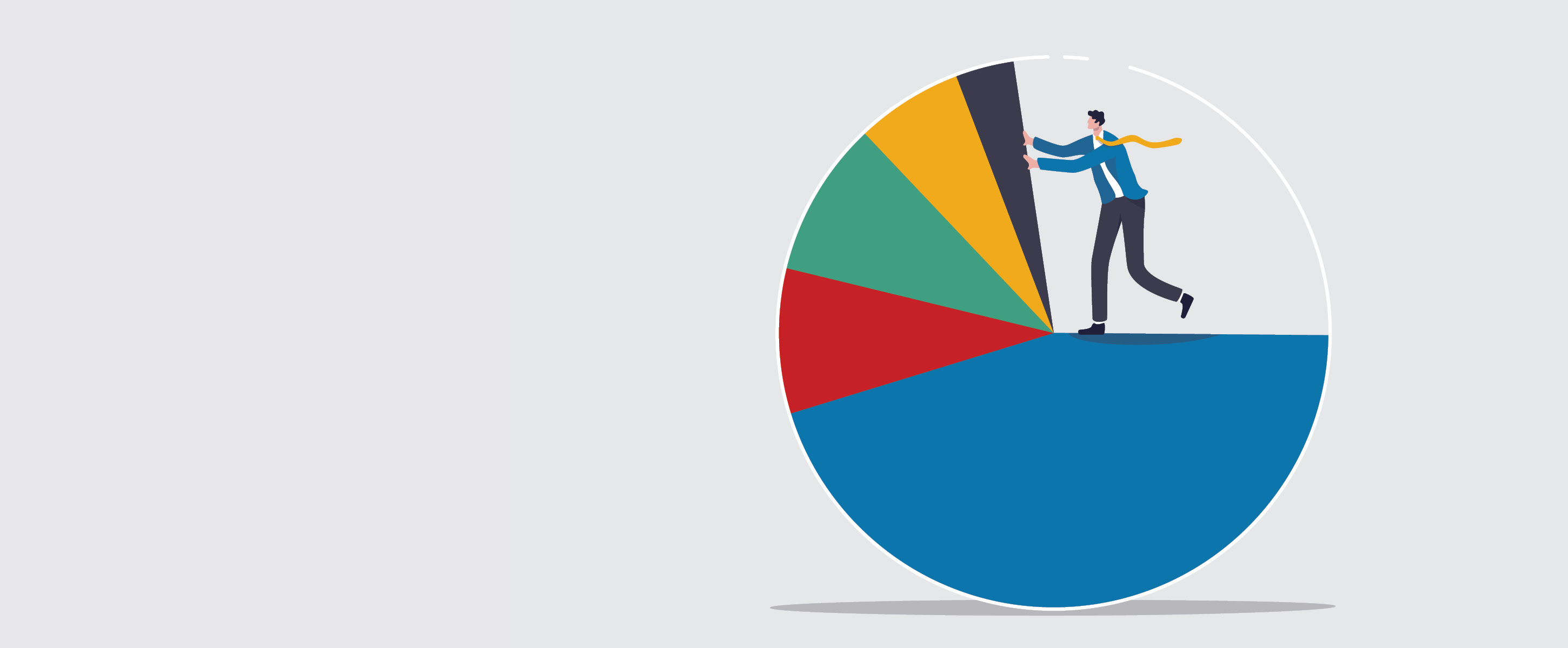 Cartoon of a man inside a pie chart