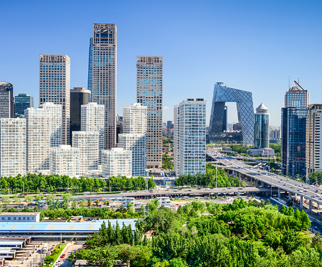 Beijing, China modern financial district skyline.