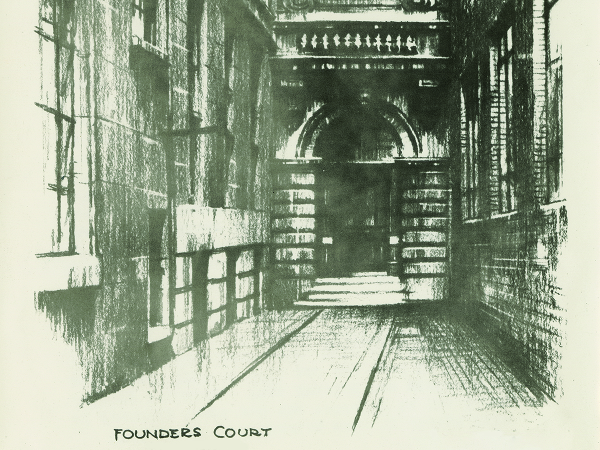Drawing of London's first office, Founders Court