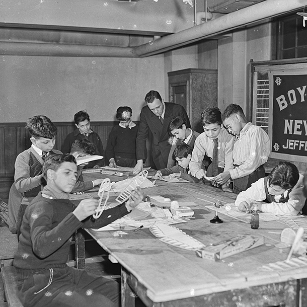 Vintage NYC boys club-building model planes