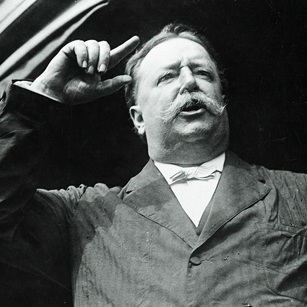President William Taft giving speech in 1908