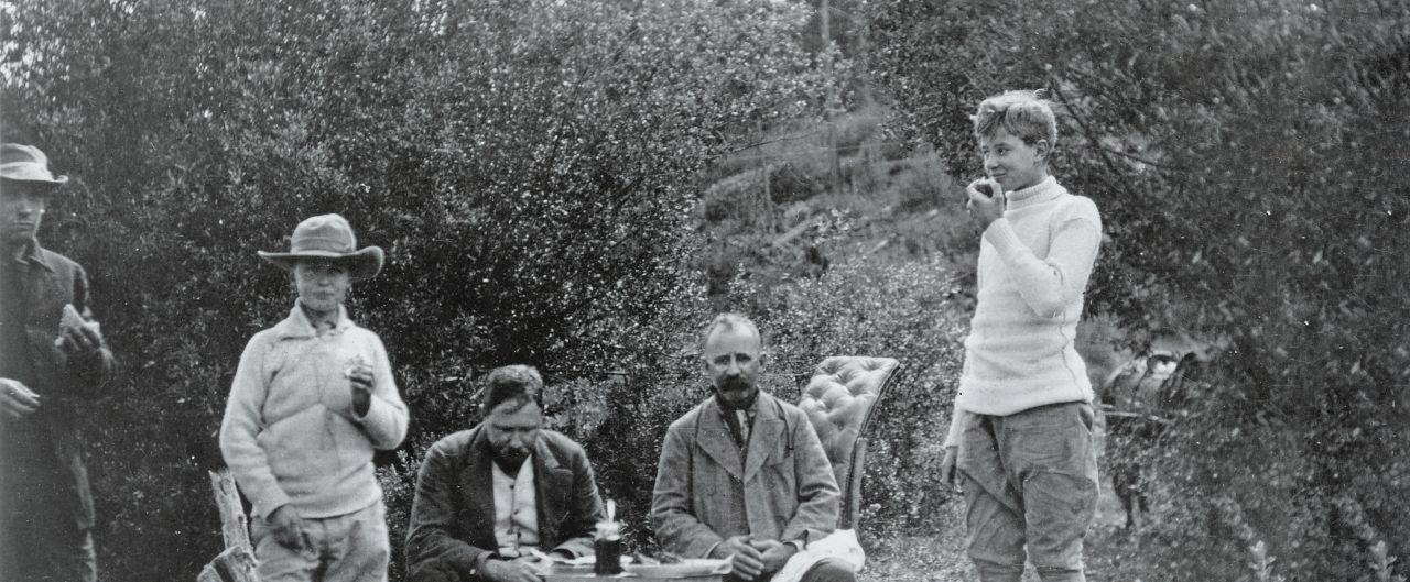 E. H. Harriman camping with sons Averell and Roland