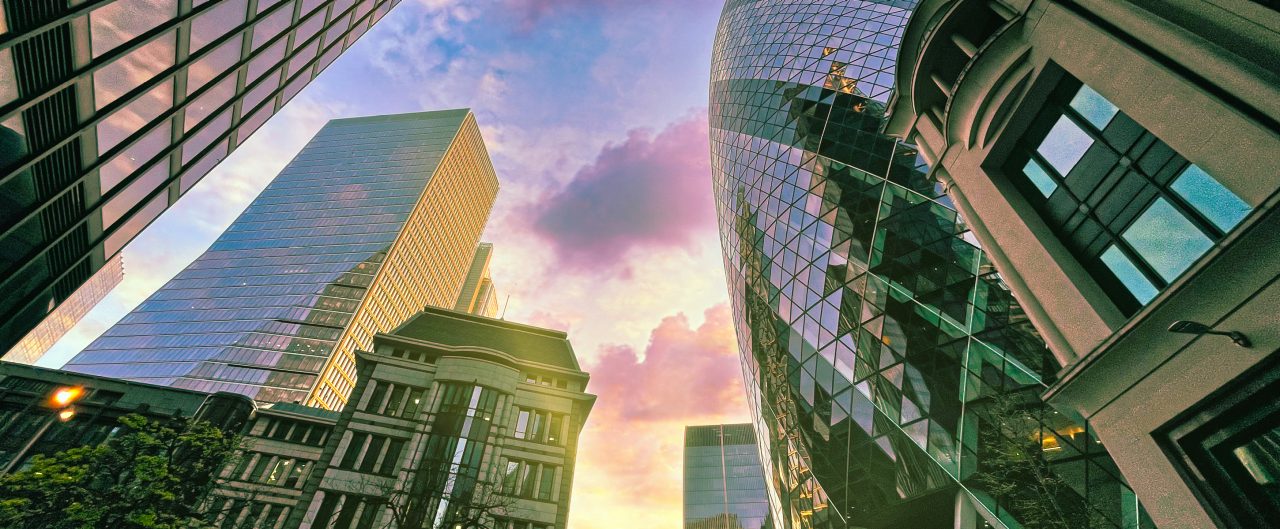 City of London office buildings at dawn