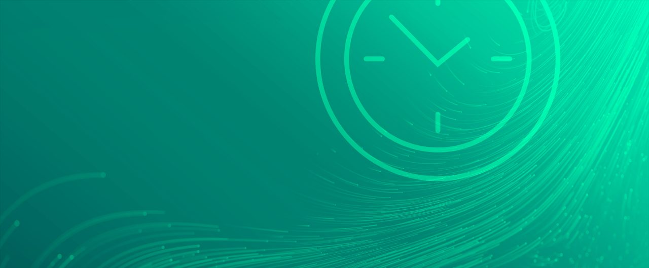 green abstract background with clock overlay