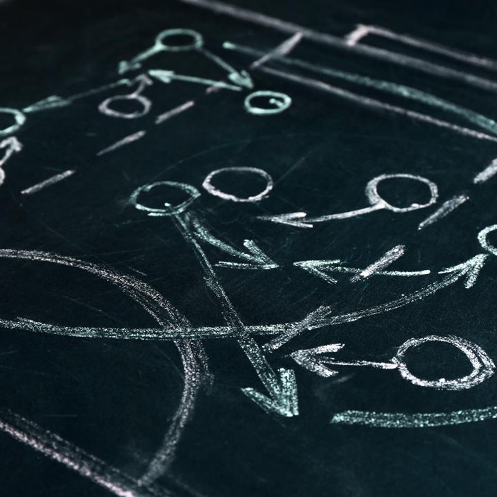 Scheme basketball game on blackboard background