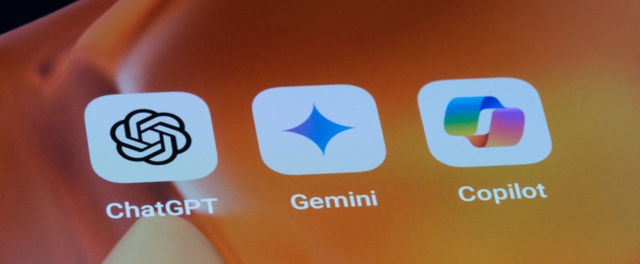 ChatGPT and Microsoft Copilot app icons on screen. Assorted AI mobile apps