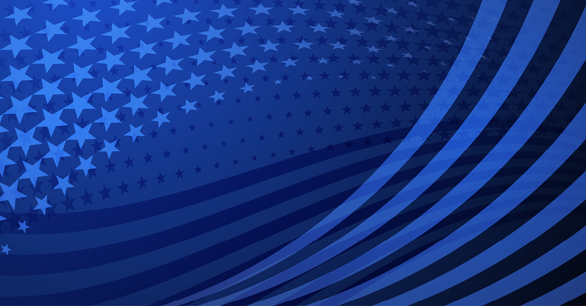 USA independence day abstract background with elements of american flag in blue colors