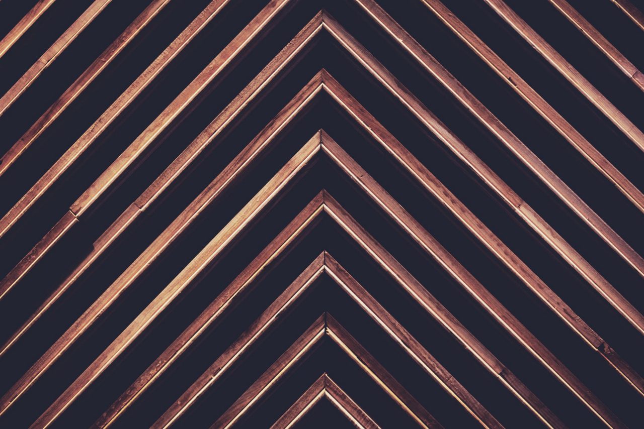 Diagonal planks of wood