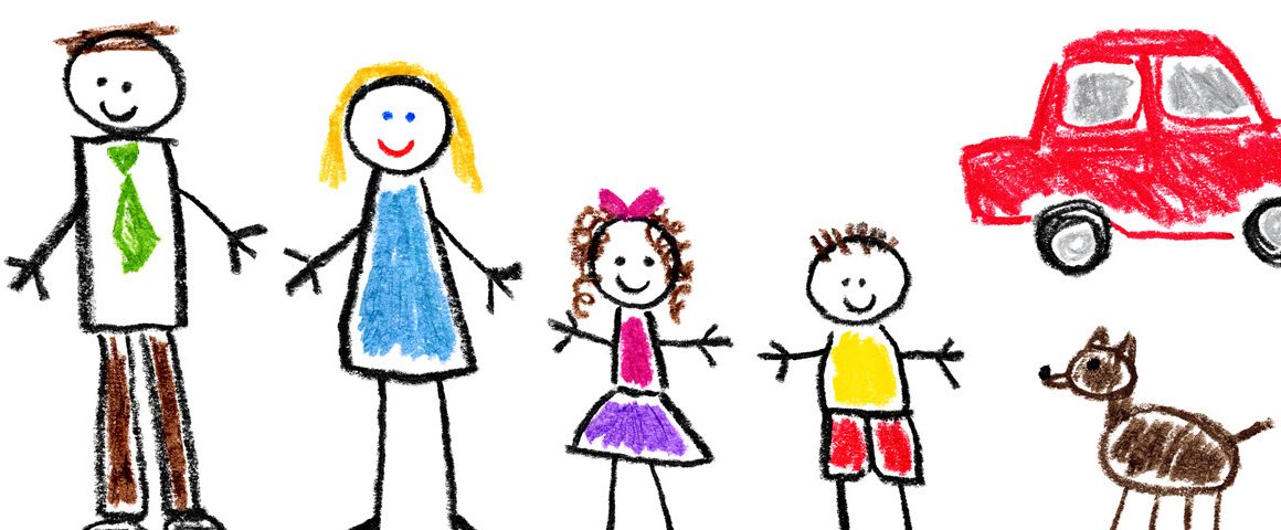 Children's style drawing of a family