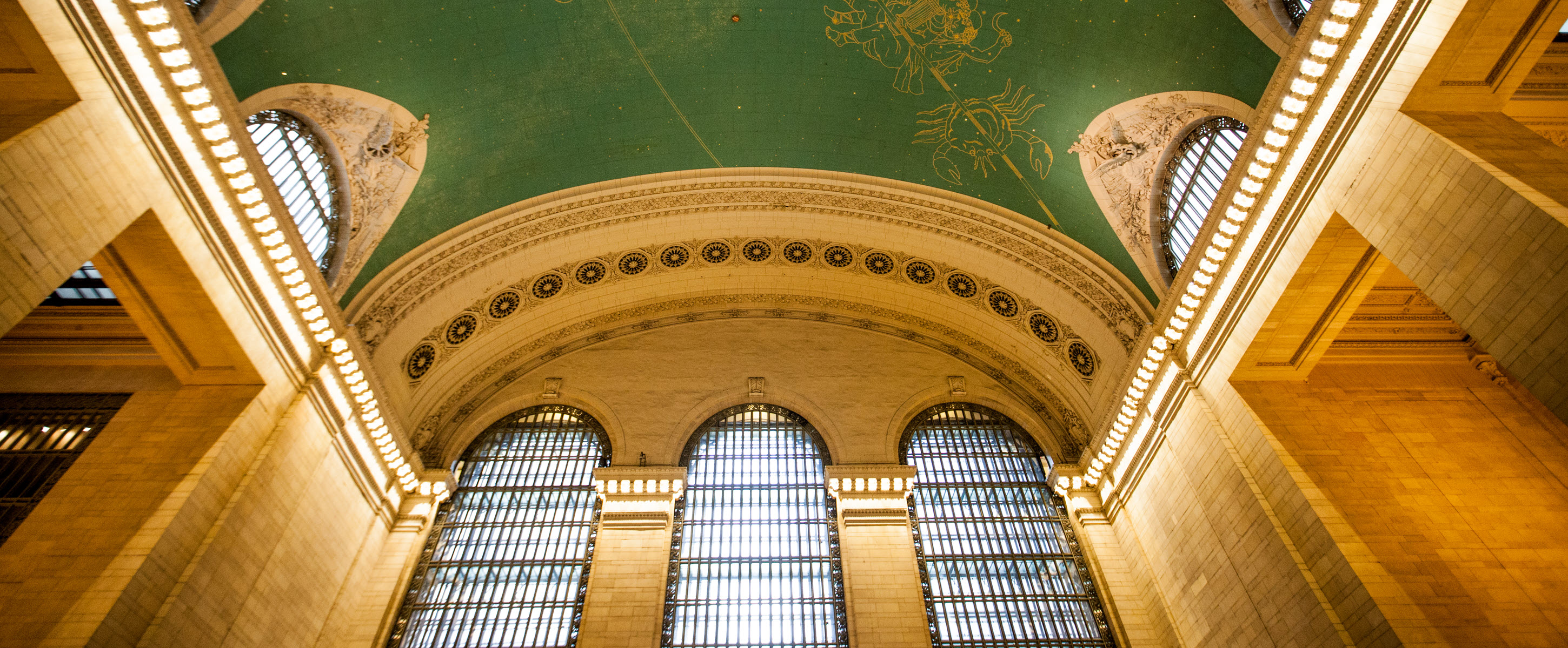 Green Ceiling with Gold Designs in Grand Central Station 
