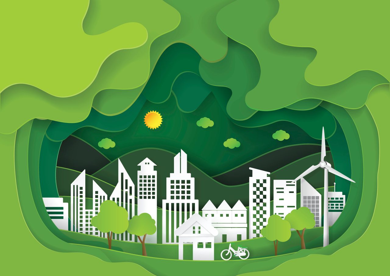 Cartoon Green Sustainability Cityscape