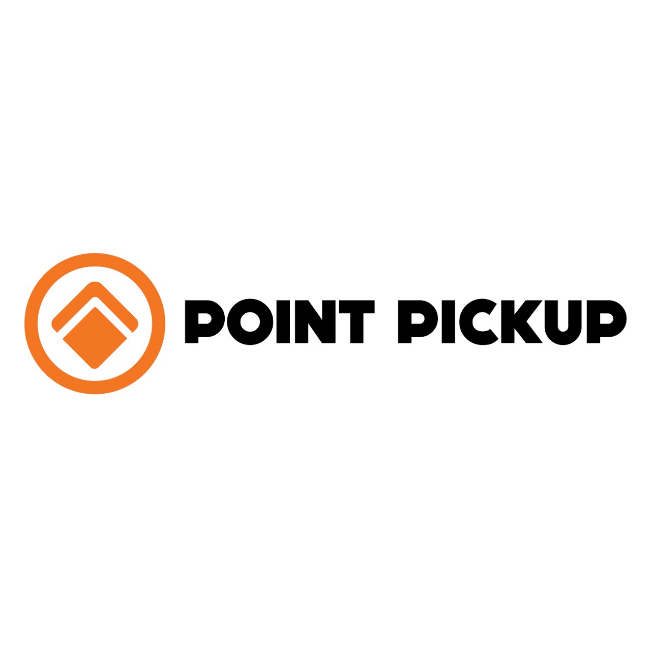 Point Pickup logo written in black with an orange round icon on a white background