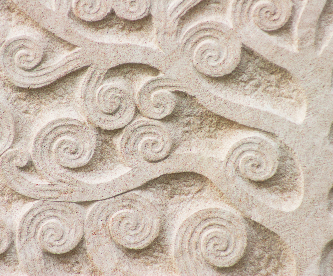 Floral pattern stone slab background