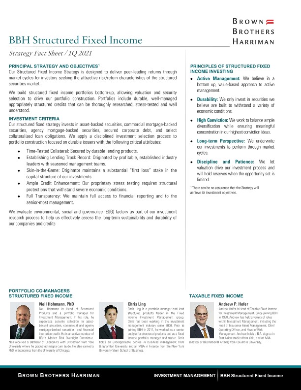 Microsoft Word - BBH Structured Fixed Income Strategy Fact Sheet - Q1 2021