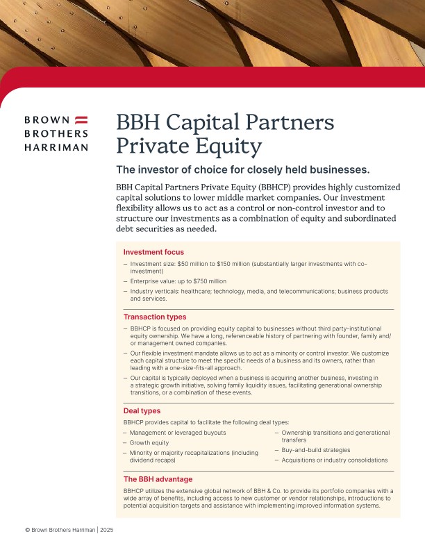 BBH Capital Parterns Private Equity
