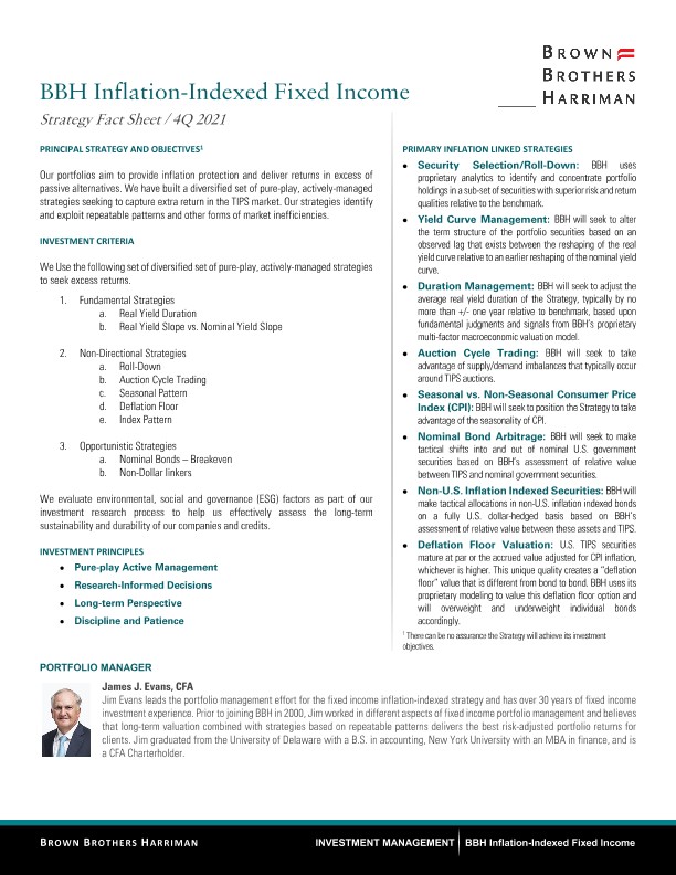 BBH Inflation Indexed Fixed Income Strategy Fact Sheet Q4 2021