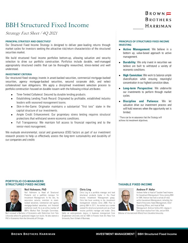 BBH Structured Fixed Income Strategy Fact Sheet Q4 2021
