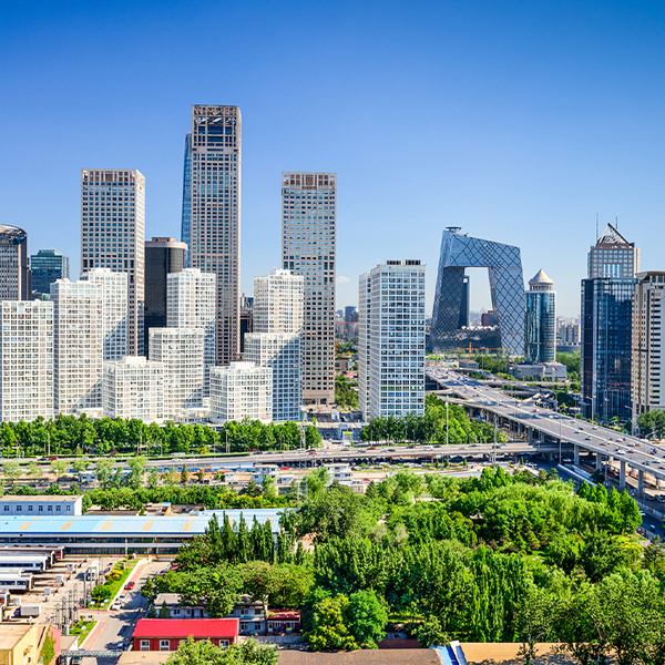 Beijing, China modern financial district skyline.