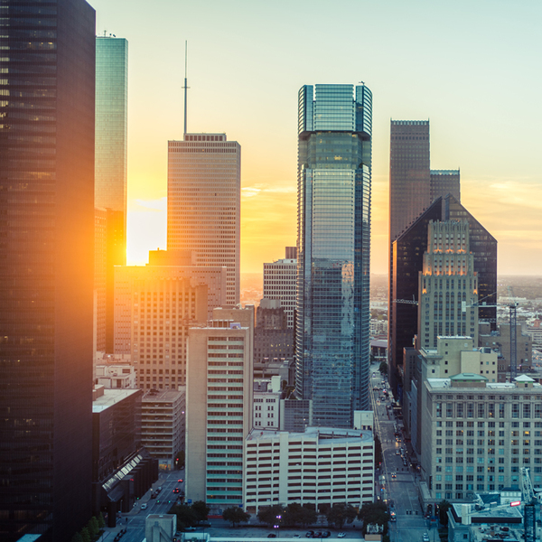 Houston's Skyline during sunset. 