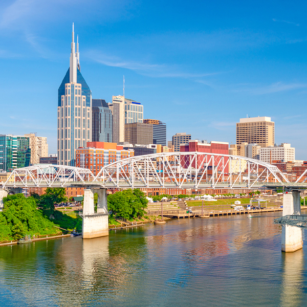 Nashville downtown city skyline on the Cumberland River