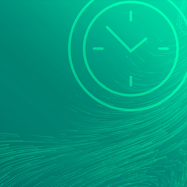 green abstract background with clock overlay