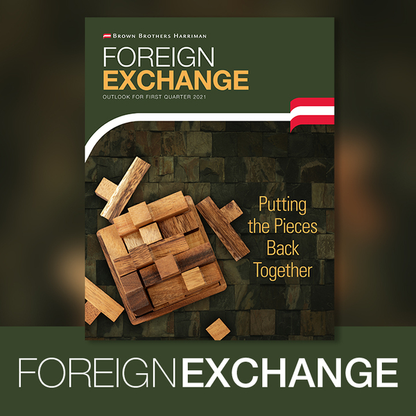 Cover photo with wooden jenga blocks on a background of timber and Foreign Exchange Outlook for First Quarter 2021 written at the top.