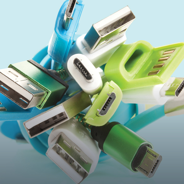 Set of Cables micro-USB to USB on light blue background