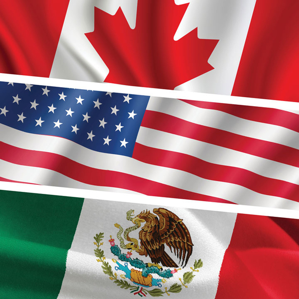 The Canadian, American, and Mexican flags