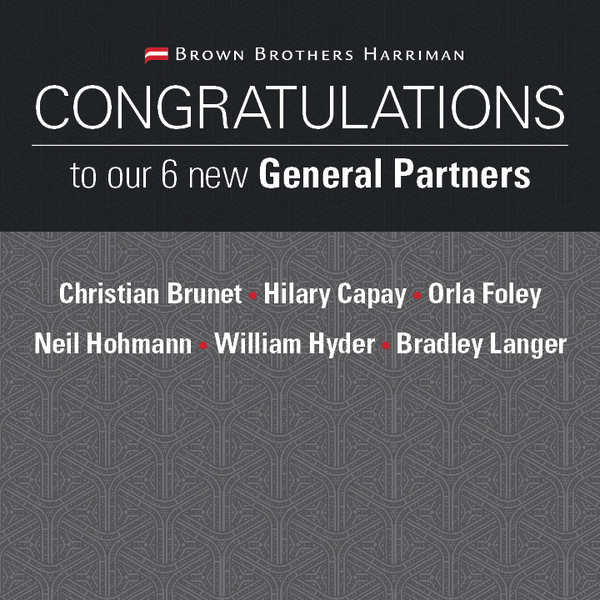 Congratulations to our 6 new General Partners: Christian Brunet, Hilary Capay, Orla Foley, Neil Hohmann, William Hyder, Bradley Langer