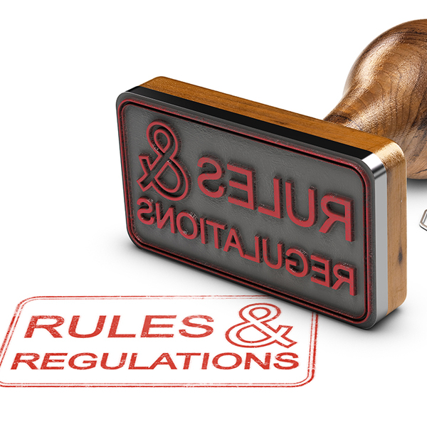 Rules and regulation wooden stampon white background