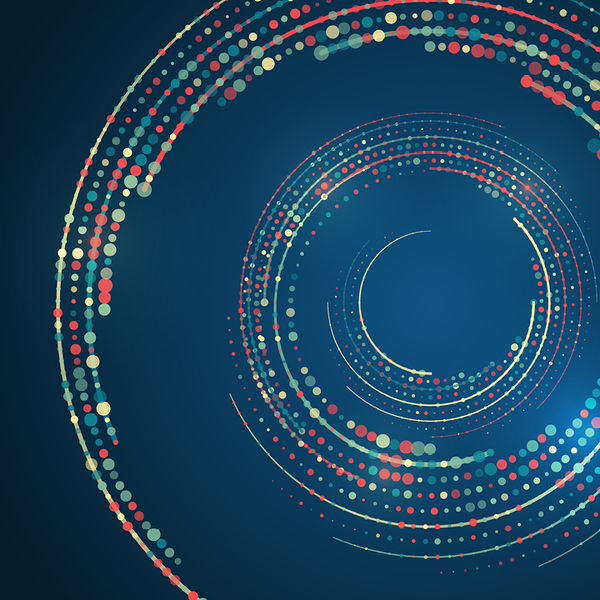 Abstract stream information with circles array and binary code