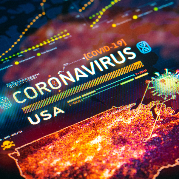 Digital display of Coronavirus Outbreak in USA with map