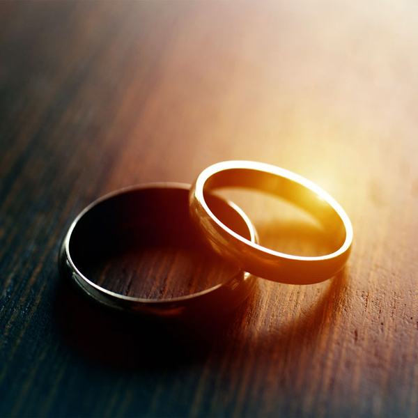 Two wedding bands to signify being wed
