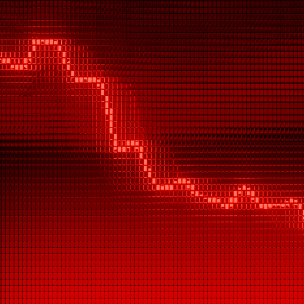Downward trending line on red LED screen