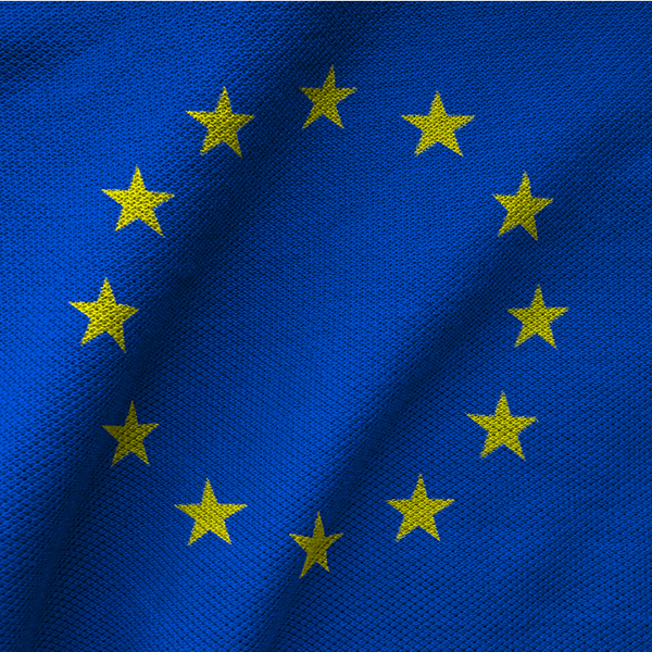 The EU flag printed on a textured fabric