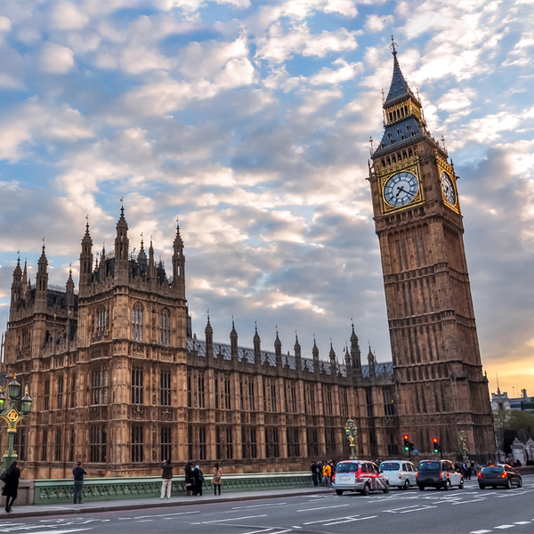 Houses of Parliament and Big Ben at sunset, London, UK