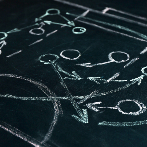 Scheme basketball game on blackboard background