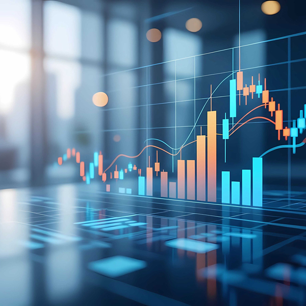 Abstract finance graph on a glass floor