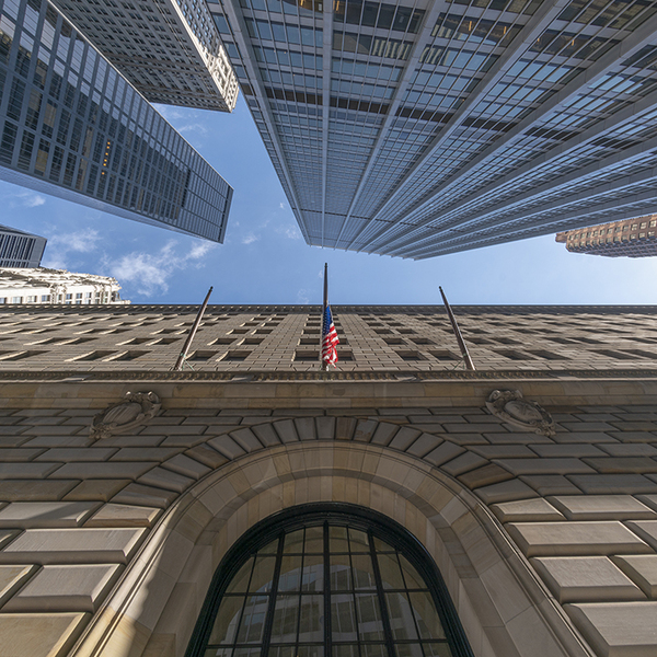 Upward view of the Federal Reserve